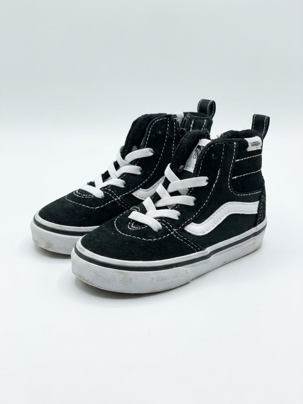 Vans Kids Black & White High-Top Skate Sneakers
